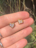 Beautiful little sterling silver gold Vermeil hearts with cz,s (faux diamonds) earrings studs. Super cute great condition free shipping