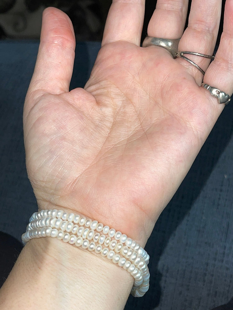 Vintage Multiple Strand Pearl Bracelet Front Clasp Victorian Look Sterling Silver 925