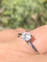 Vintage antique Sterling silver solitaire genuine zirconia gemstone Engagement/wedding ring size 7 Free shipping!