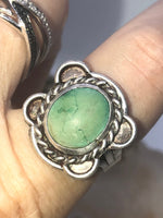 Vintage Native American Indian Old Pawn Ring - Light Green Turquoise & Sterling Silver size 6.5
