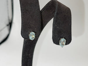 Vintage blue topaz gemstone earrings and pendant 4 necklace Sterling silver set