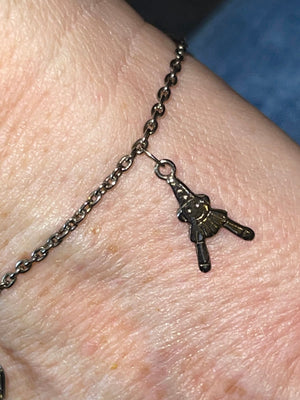 Vintage Sterling Silver 925 Charm Bracelet Teddy Bear Puffy Heart Butterfly Bell Clown Charms