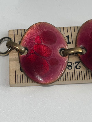 Antique Red Link Bracelet By Mid Century Modern Designer Averill Shepps Made of Copper & Enamel