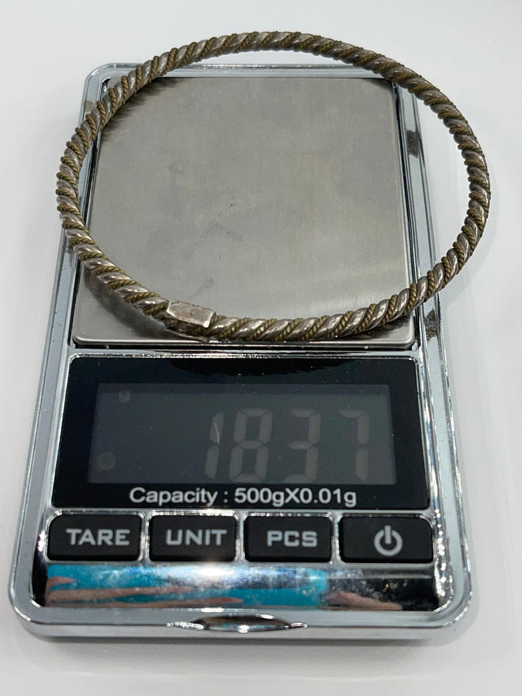 Vintage Antique Taxco Mexico Sterling Silver 925 Bangle Bracelet Twisted Two Tone Native