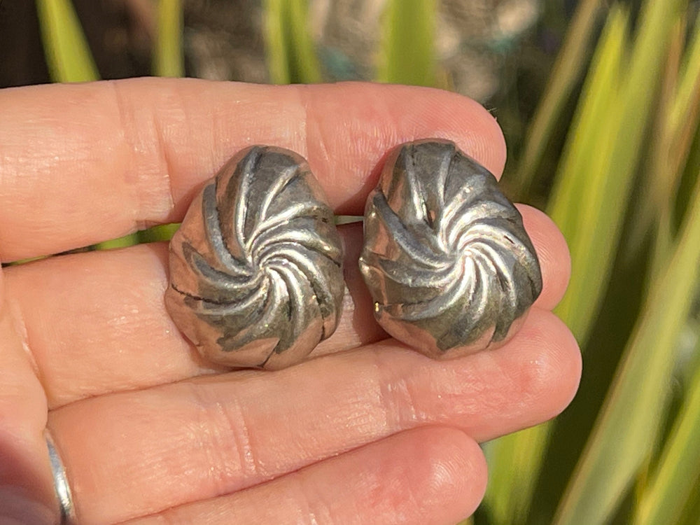 Vintage Sterling Silver 925 Stud Earrings - Swirl Style Design Lightweight