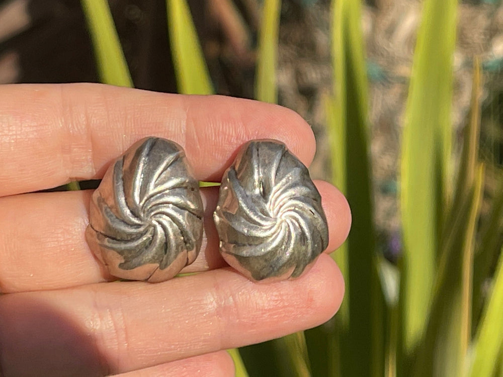 Vintage Sterling Silver 925 Stud Earrings - Swirl Style Design Lightweight