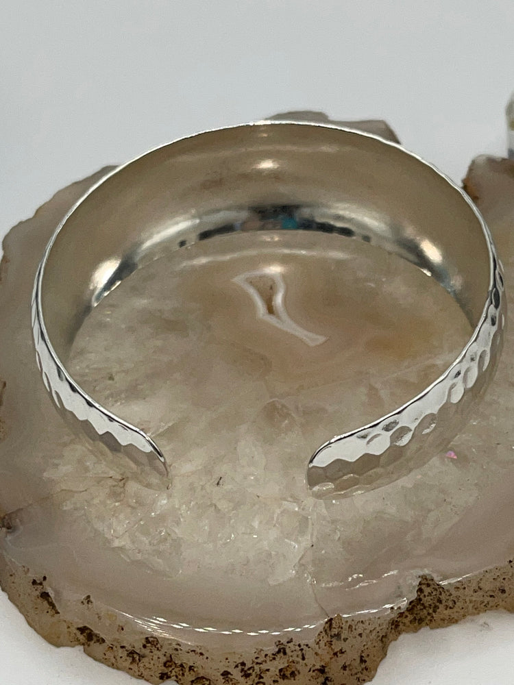 Retro Pounded Sterling Silver 925 Cuff Bracelet Wide