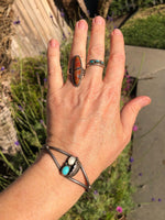 Vintage Native American Indian turquoise mop Cuff bracelet 925 Navajo Sterling Silver Southwestern