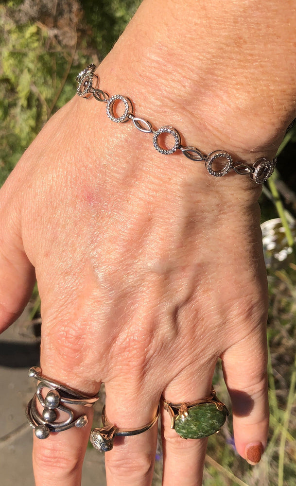 Sterling silver tennis bracelet diamonds 925 eternity link circles. Free shipping