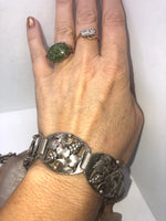 Antique Art nouveau Denmark sterling silver link bracelet A Prip Designer Grape leaves Scandinavian Very old Super rare!!