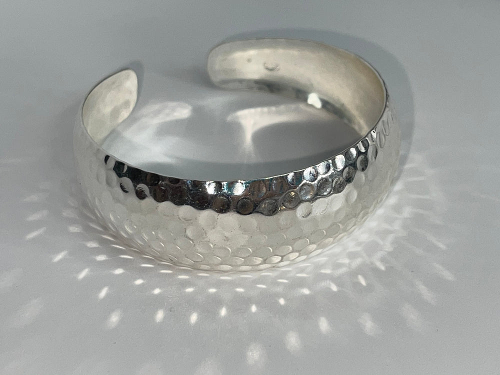 Retro Pounded Sterling Silver 925 Cuff Bracelet Wide