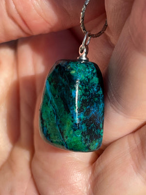 Vintage Chrysocolla Earrings & Pendant / Necklace Set  Sterling Silver 925