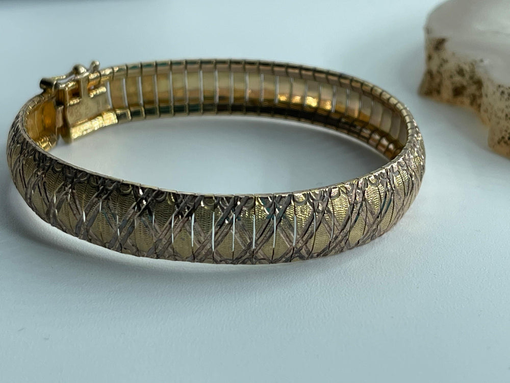 Vintage Sterling Silver Omega Bracelet - Wide - Milor Co. Italy