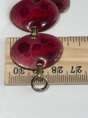 Antique Red Link Bracelet By Mid Century Modern Designer Averill Shepps Made of Copper & Enamel