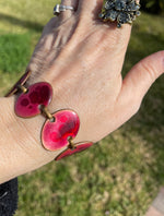 Antique Red Link Bracelet By Mid Century Modern Designer Averill Shepps Made of Copper & Enamel