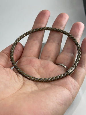 Vintage Antique Taxco Mexico Sterling Silver 925 Bangle Bracelet Twisted Two Tone Native