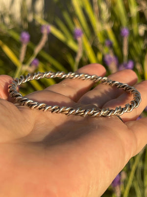 Vintage Sterling Silver 925 Twisted Bangle Bracelet Southwestern