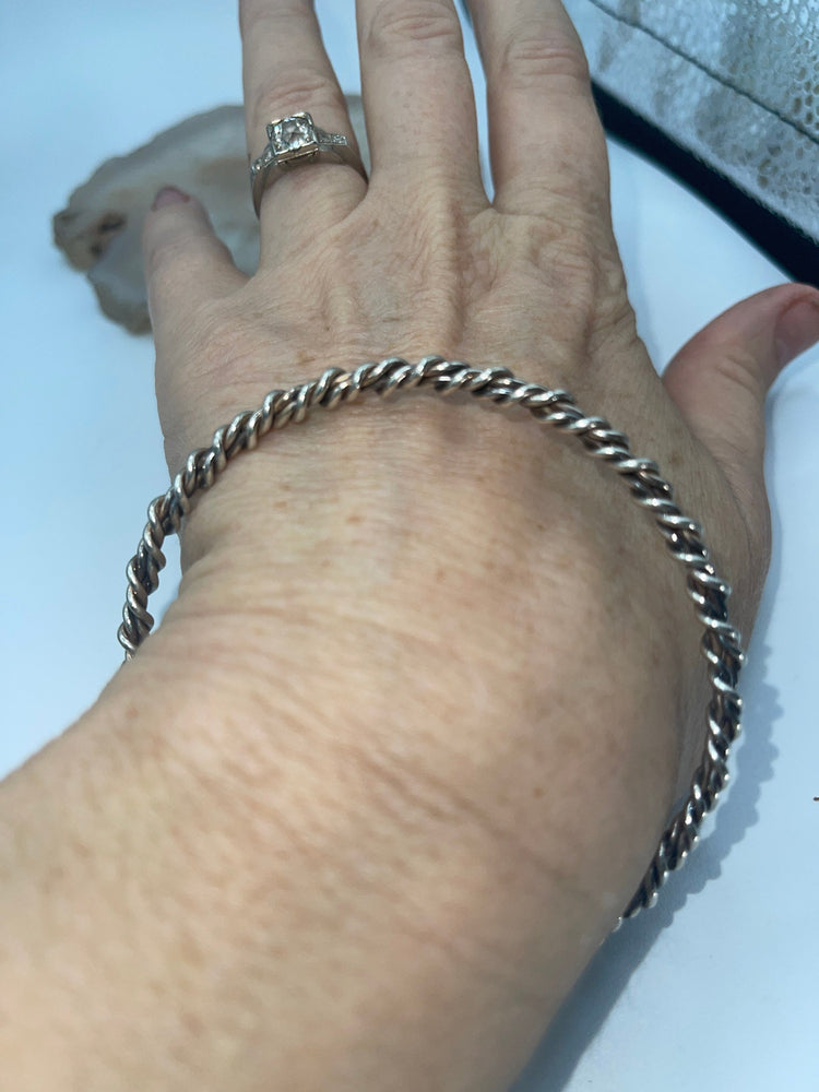 Vintage Sterling Silver 925 Twisted Bangle Bracelet Southwestern