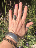 Vintage Native American Indian malachite gemstone ring Size 6.75 old pawn