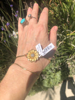 Sunflower/Daisy Bangle Bracelet Gold Over Sterling Silver 925 Diamond Accent Dainty & Beautiful NWT Old Stock