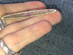 Victorian/art deco 14 karat white/yellow gold filigree brooch pin antique amethyst gemstone solid 14kt