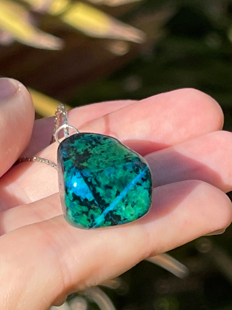 Vintage Chrysocolla Earrings & Pendant / Necklace Set  Sterling Silver 925