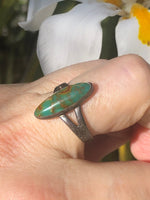 Vintage Native American Indian Green Turquoise Sterling Silver Ring - Bell Trading Size 7