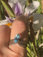 Vintage Blue Topaz Marquis Cut Sterling Silver Gemstone 925 Size 8 Ring