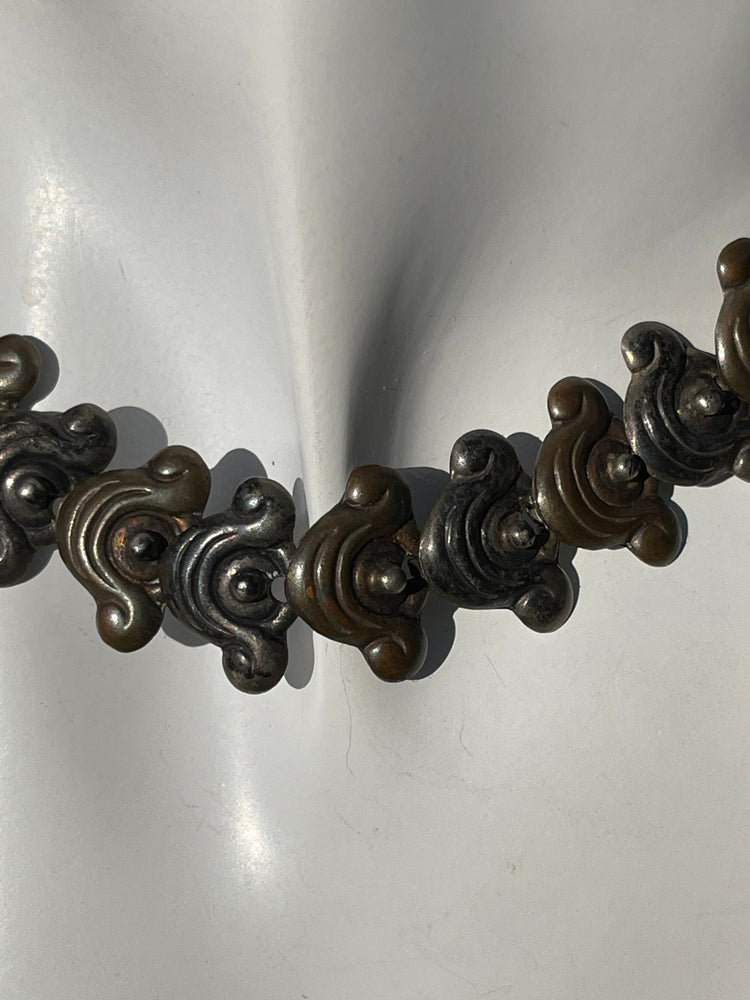 Vintage Taxco Mexico Choker Necklace M Ocampo Sterling Silver 925 Unique repousse