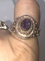 Vintage Amethyst Gemstone Sterling Silver Ring - Size 8.25