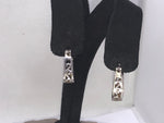 Vintage Ornate Floral Triangle Shaped Hoop Earrings - Leverback - Sterling Silver 925