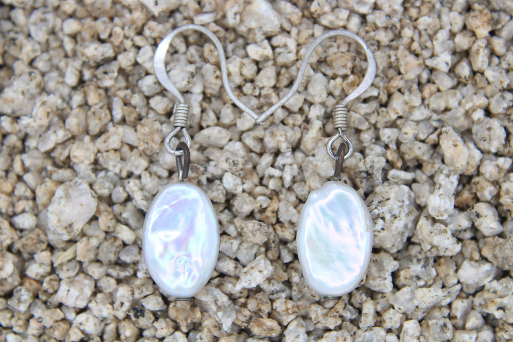 Gorgeous White Baroque Pearl Earrings - Genuine Pearls