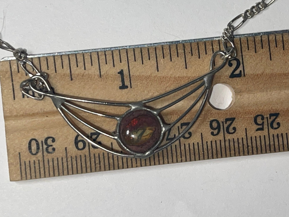 Brilliant Vintage Cantera Fire Opal Choker Agate Necklace Sterling Silver 925