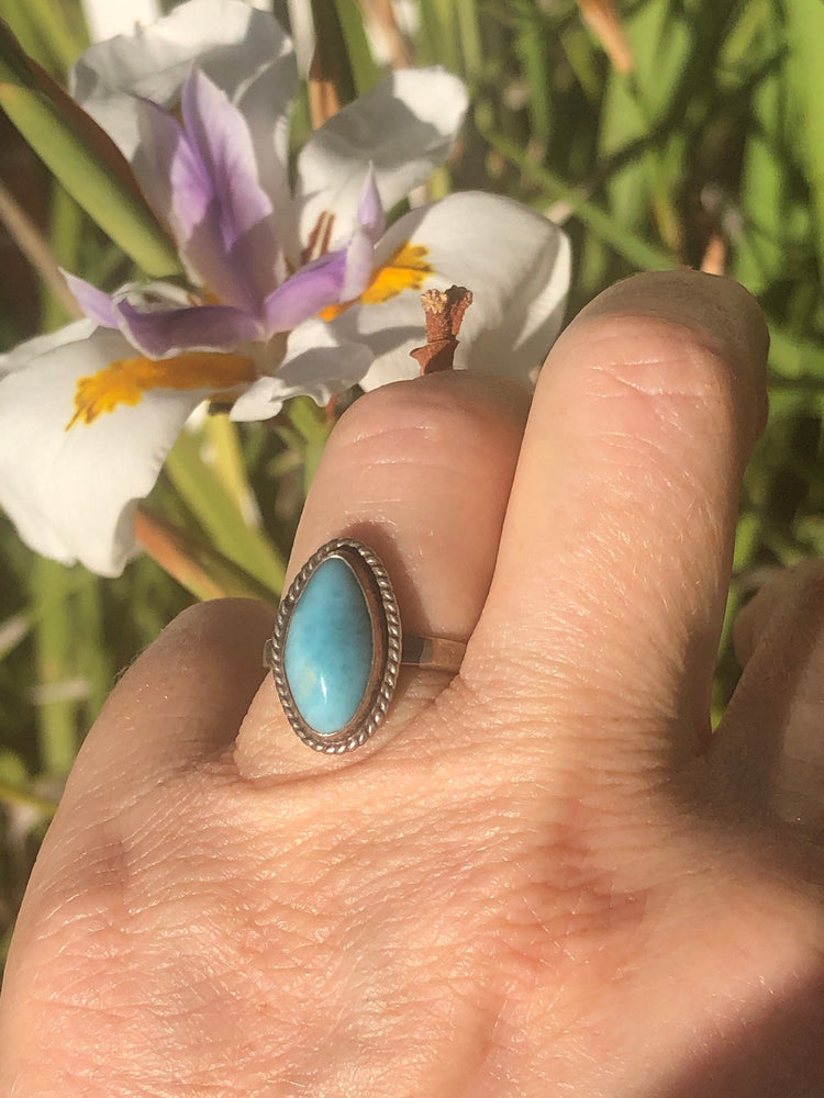 Beautiful Sterling Silver Larimar Gemstone Ring Size 6.25