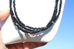 Vintage Silpada 3-Strand Sterling Silver 925 and Black Onyx Beaded Necklace