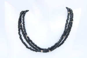Vintage Silpada 3-Strand Sterling Silver 925 and Black Onyx Beaded Necklace
