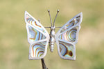 Vintage Sterling Silver 925 Butterfly Inlaid with Abalone Shell Brooch Pin Mexico ECF