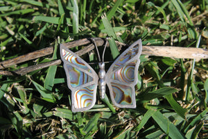 Vintage Sterling Silver 925 Butterfly Inlaid with Abalone Shell Brooch Pin Mexico ECF
