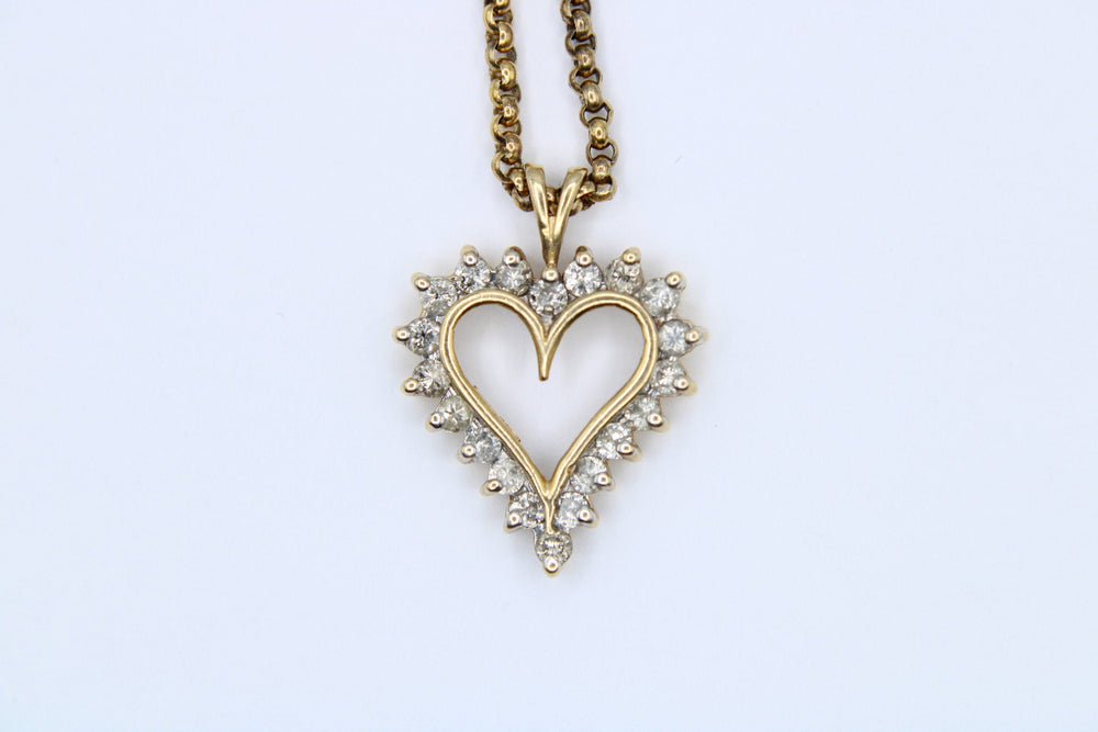 14kt Yellow Gold Diamond Heart Pendant .80 TWC 14 KT Karat