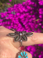 Vintage Native American Indian Zuni Green Turquoise Ring - Sterling Silver Ring Size 6.5