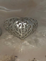 Vintage Puffy Heart Filigree Ring - Sterling Silver 925 Thailand Ring Size 8
