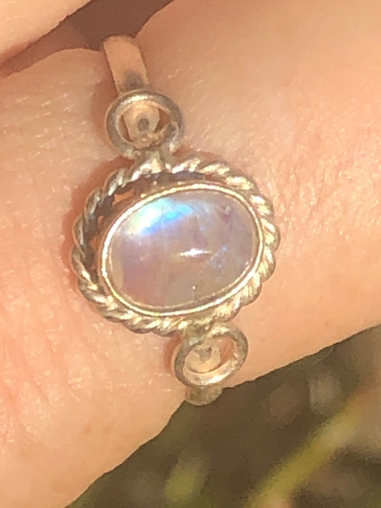 Sterling silver rainbow moonstone gemstone ring size 9.25