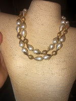 Vintage antique fake pearl Pinecone double strand necklace designer Deauville Costume beautiful