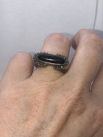 Vintage sterling silver black onyx marcasites art deco ring 925 ND size 5 Beautiful horseshoe shape