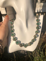 Antique vintage Venetian art glass Italian glitter beads beaded necklace aventurine confetti murano vintage
