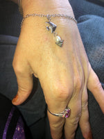Vintage Autore Bracelet sterling silver angel fish charm pearl 925 Genuine diamond 7 inches