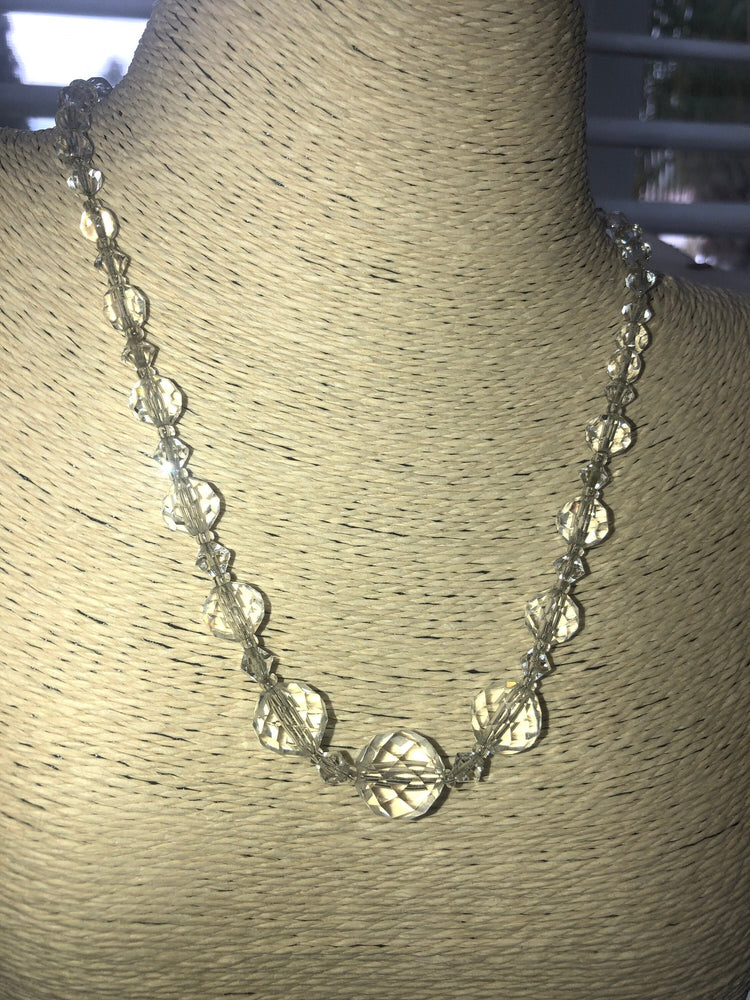 Antique art deco faceted crystal beaded necklace gorgeous holiday parties Graduated beads classy