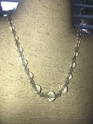 Antique art deco faceted crystal beaded necklace gorgeous holiday parties Graduated beads classy