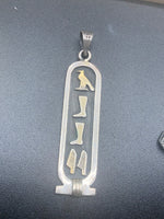 Vintage sterling silver Egyptian pendant 4 necklace hieroglyphics symbols 925