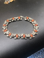 Antique vintage Orange gemstone marcasite bracelet 800 silver Art Deco beautiful